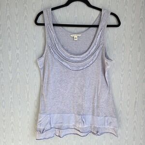 Y2K Banana Republic Top Womens M Gray Ruffle Front Scoop‎ Neck Sleeveless Slub